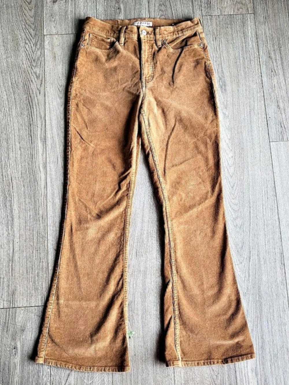Lucky Brand Corduroy Stevie Flare Pants Womens 10 32" Inseam Tan Cider Boho